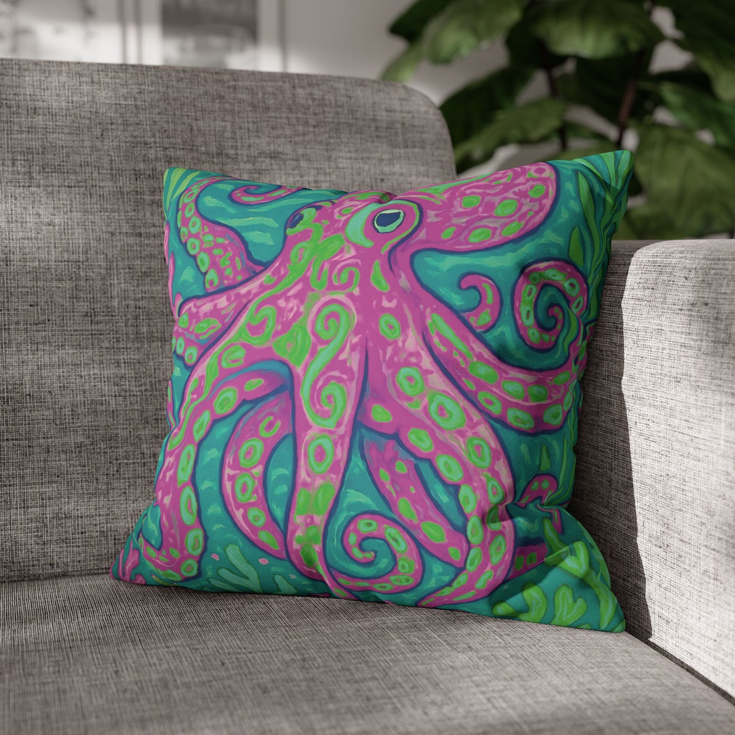 Faux Suede Square Pillowcase - Purple Kraken Joe