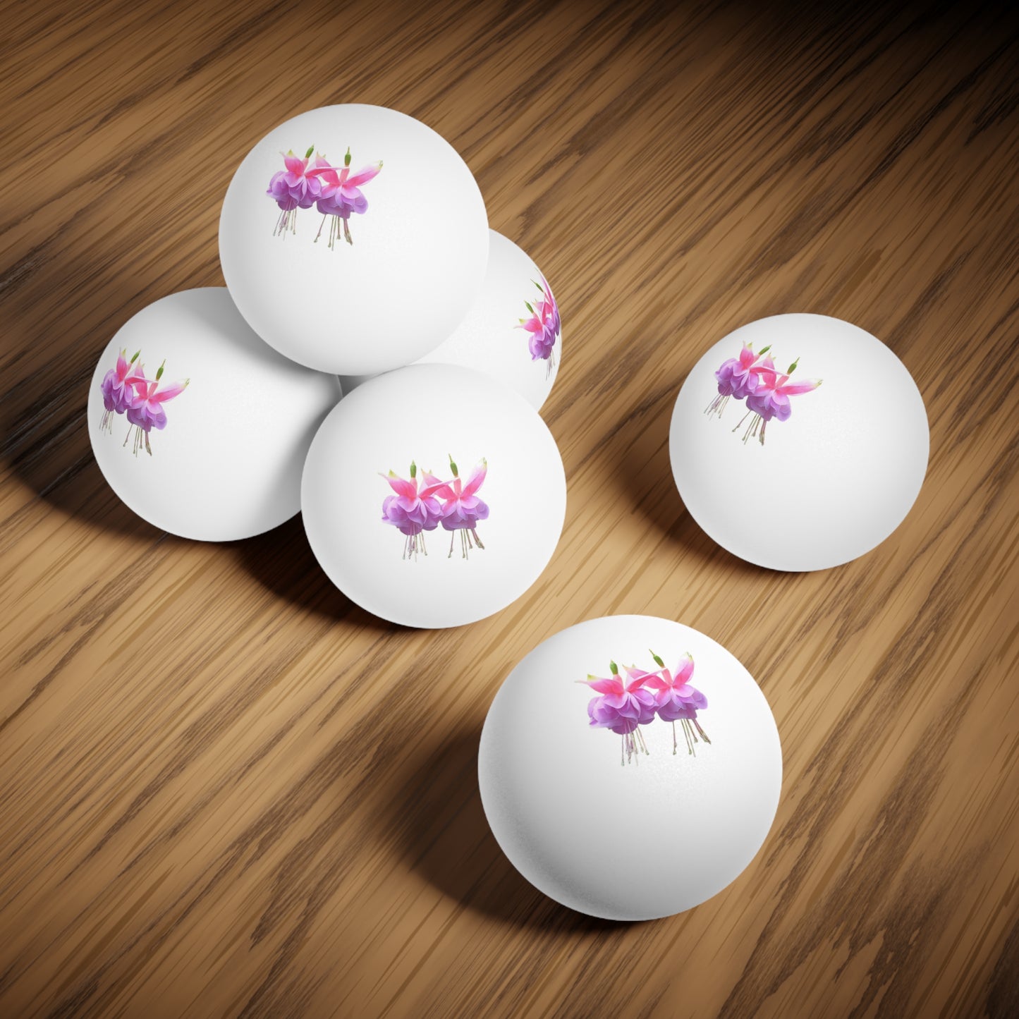 Tropical Paradise Ping Pong Balls - 6 Pack with Real Two Fuchsias