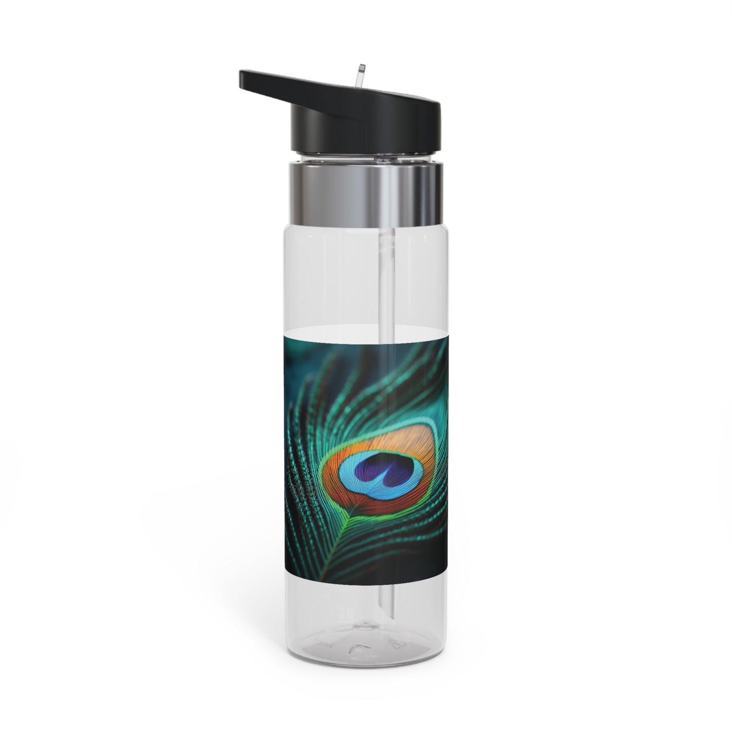Tropical 20oz Tritan Sport Water Bottle -  Leakproof, Lightweight, BPA-Free / Peacock Eye Feather, Turquoise