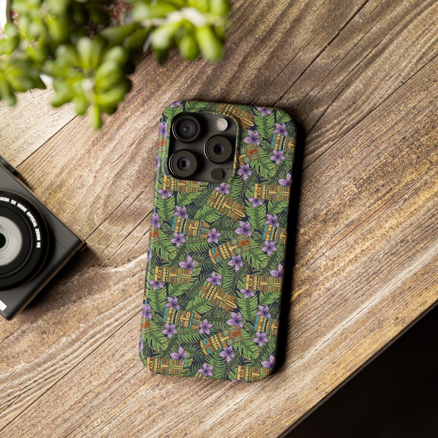 Slim Phone Cases - Tiki Purple Greenery