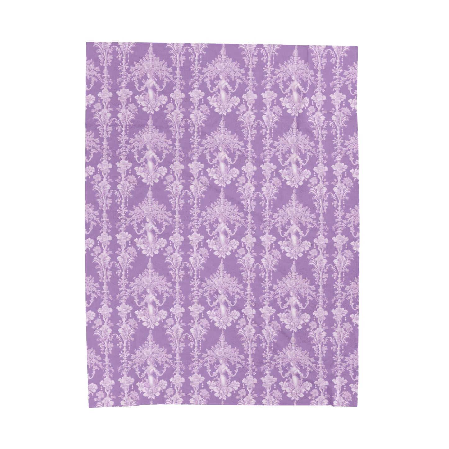 Tropical Pearl Lady Toile/Purple Velveteen Plush Blanket - Cozy Home Decor for Coastal Lovers