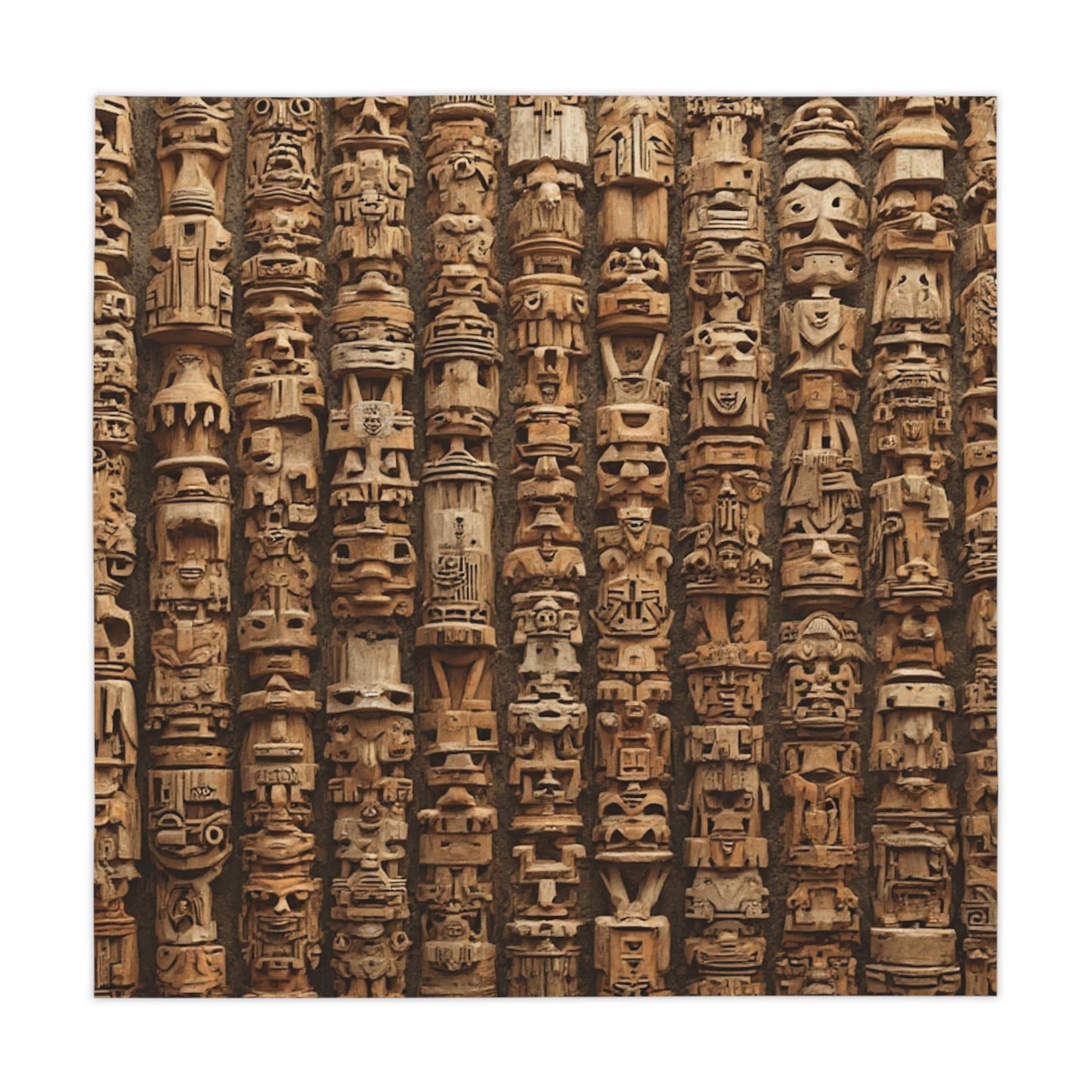 Ancient Tiki Totems ~ Square Tablecloth, 55" x 55"