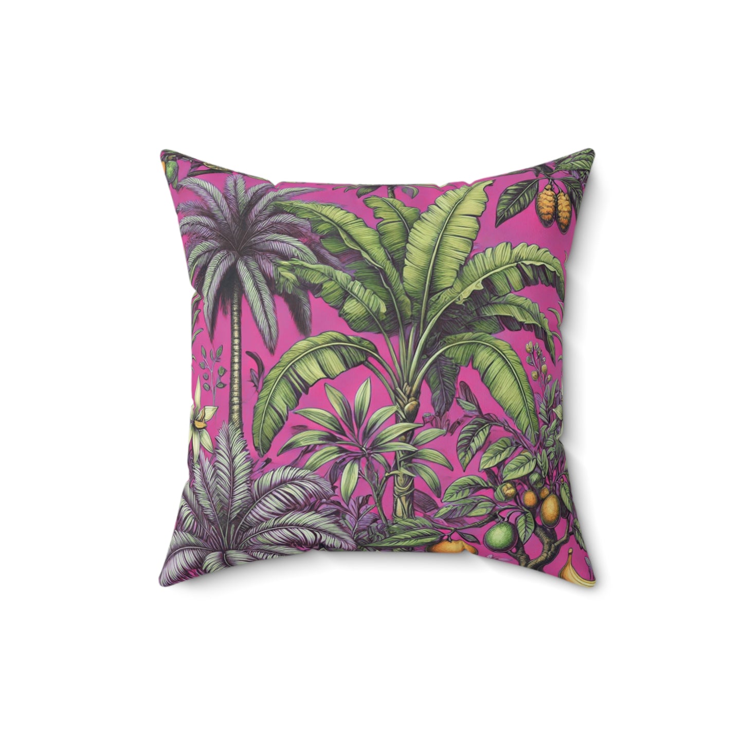 Decorative Pillow - Accent Cushion, 4 Sizes / Tropical Fruit, Hot Pink