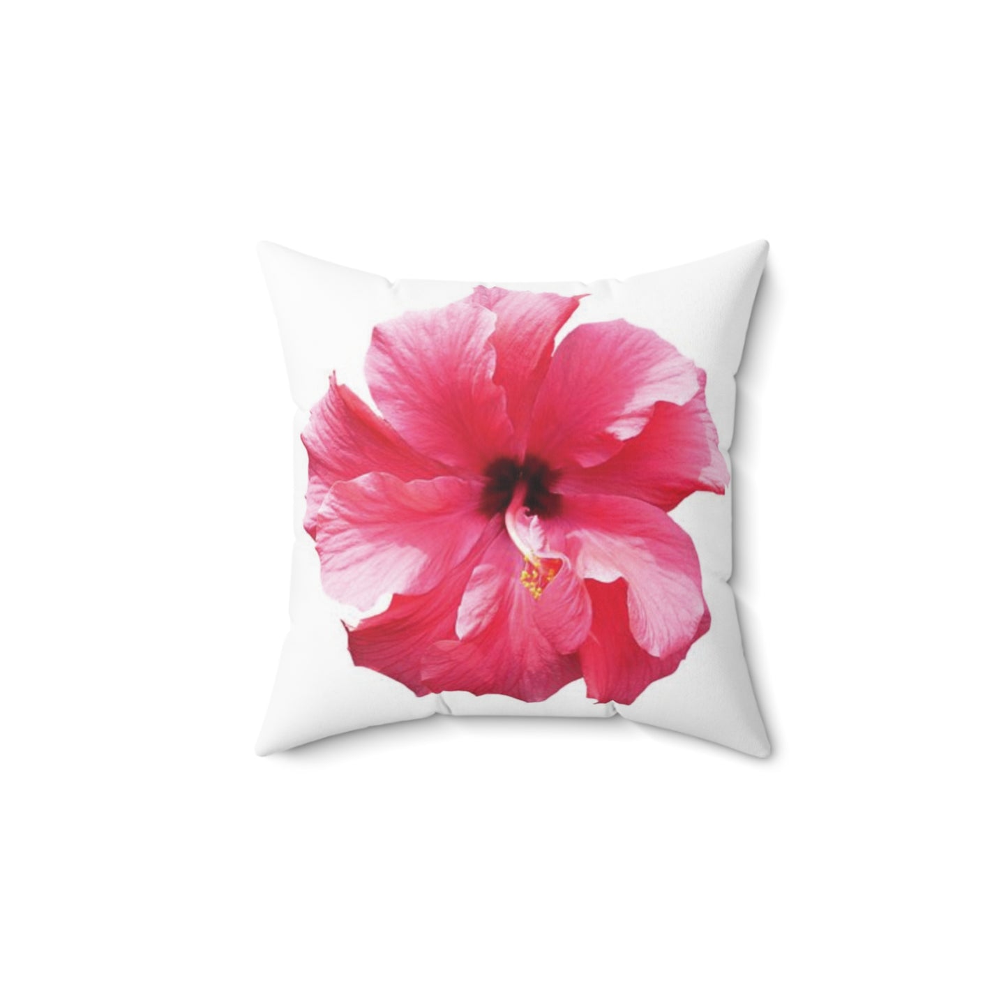 Decorative Pillow - Accent Cushion, 4 Sizes / Photo Pink Hibiscus, White