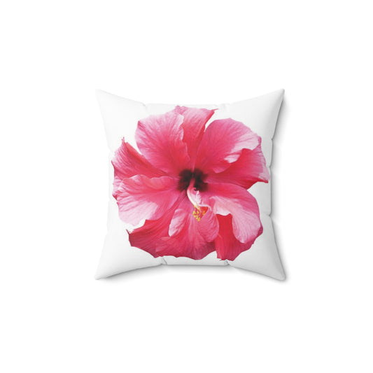 Decorative Pillow - Accent Cushion, 4 Sizes / Photo Pink Hibiscus, White