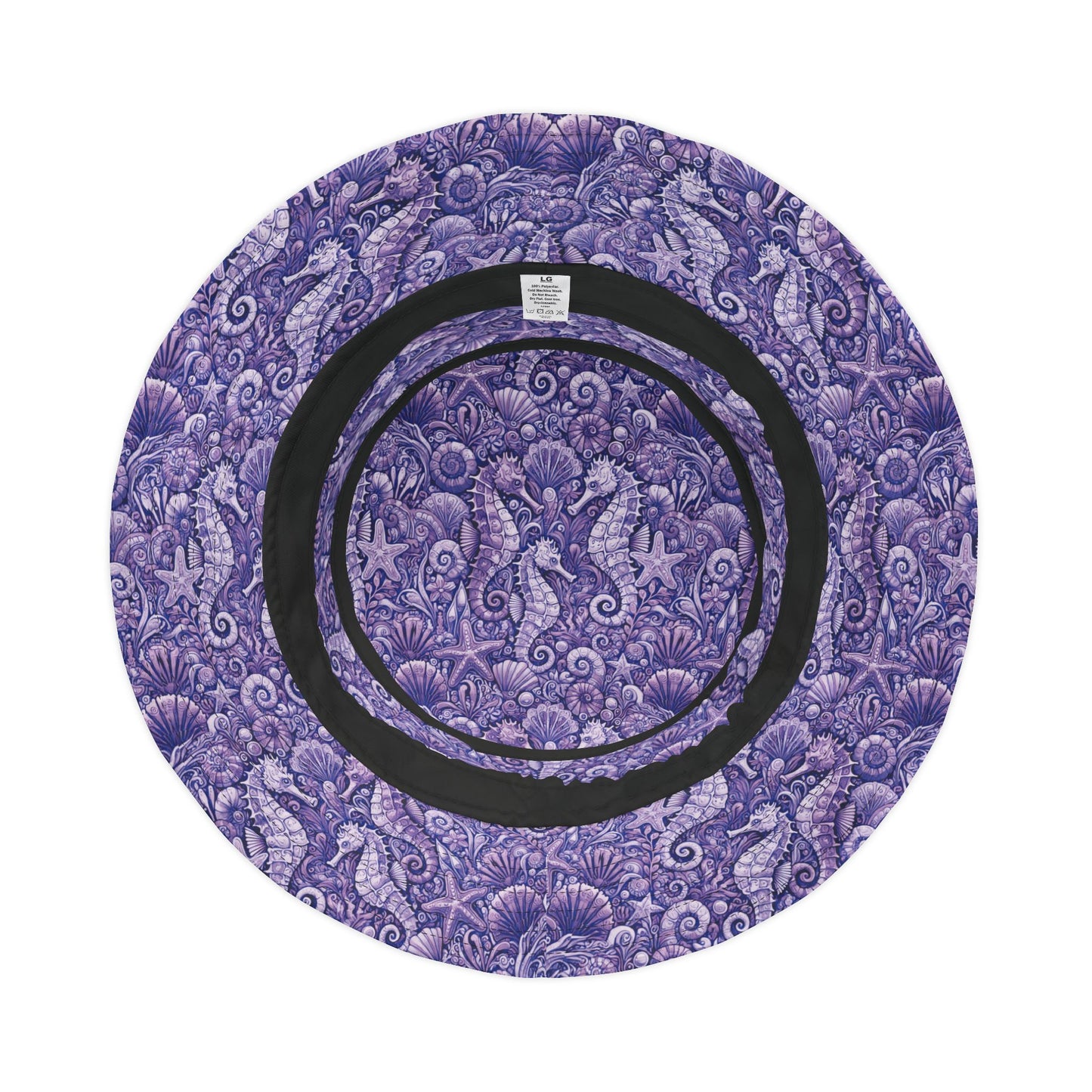 Tropical Polyester Bucket Hat, 2 Sizes - Seahorses Amethyst