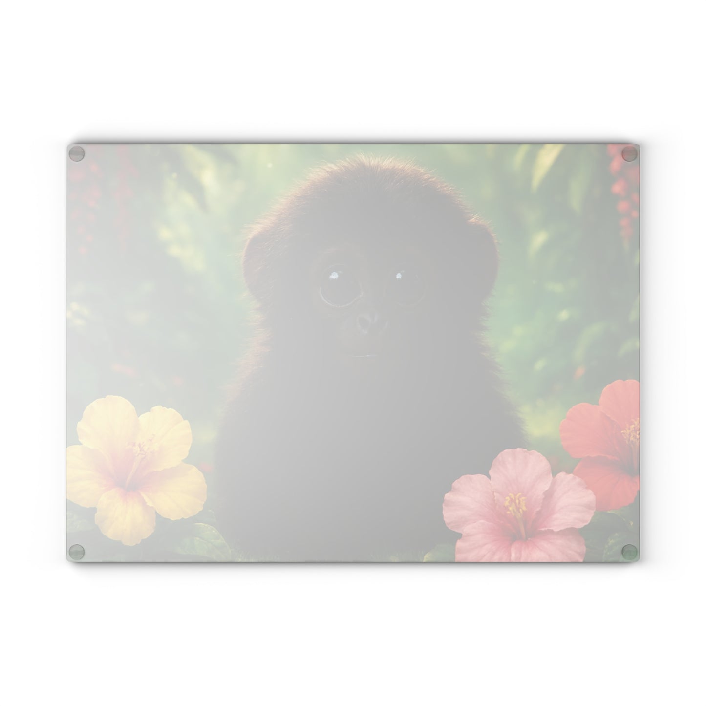 Glass Cutting Board, 2 sizes - Baby Howler Monkey