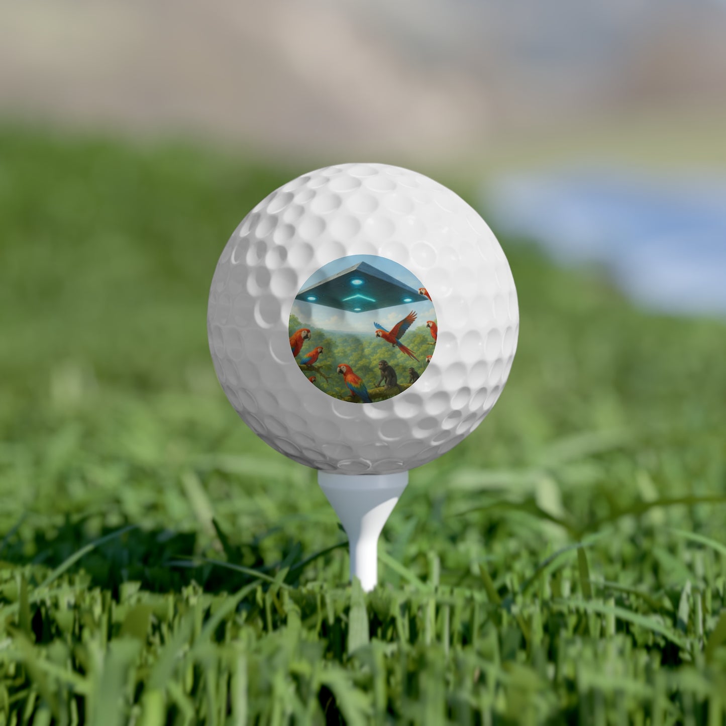 Tropical-Themed Golf Balls, 6pcs - Perfect Gift for Golf Enthusiasts / UFO and Macaws
