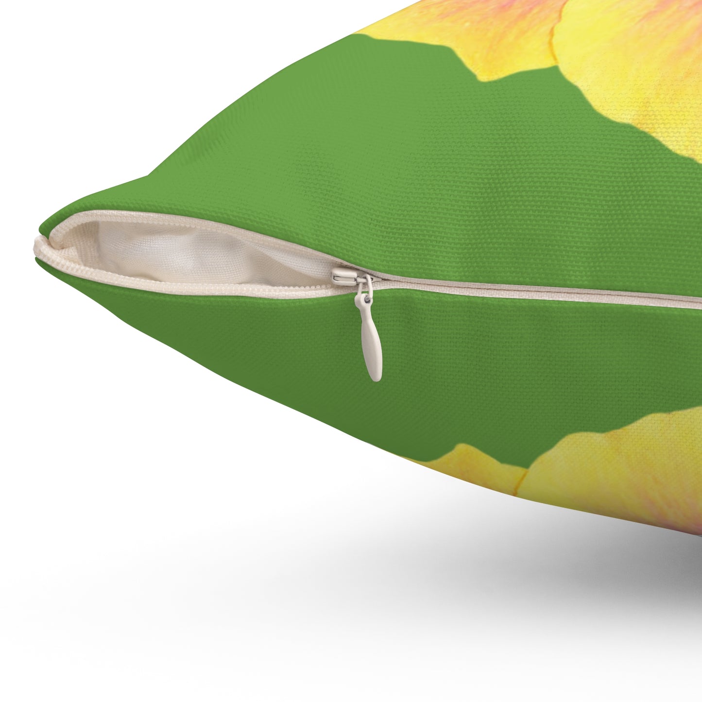 Decorative Pillow - Accent Cushion, 4 Sizes / Photo Yellow Hibiscus, Green