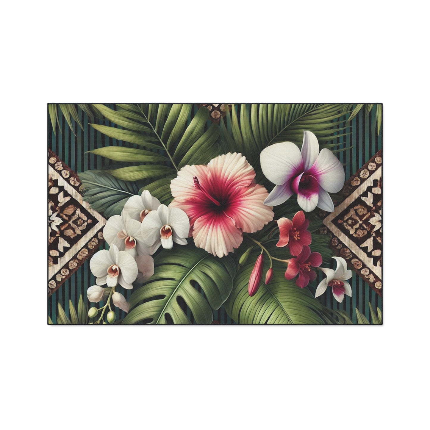 Heavy Duty Floor Mat, 5 Sizes – Tropical Area Rug for Home Décor / Tiki Orchids