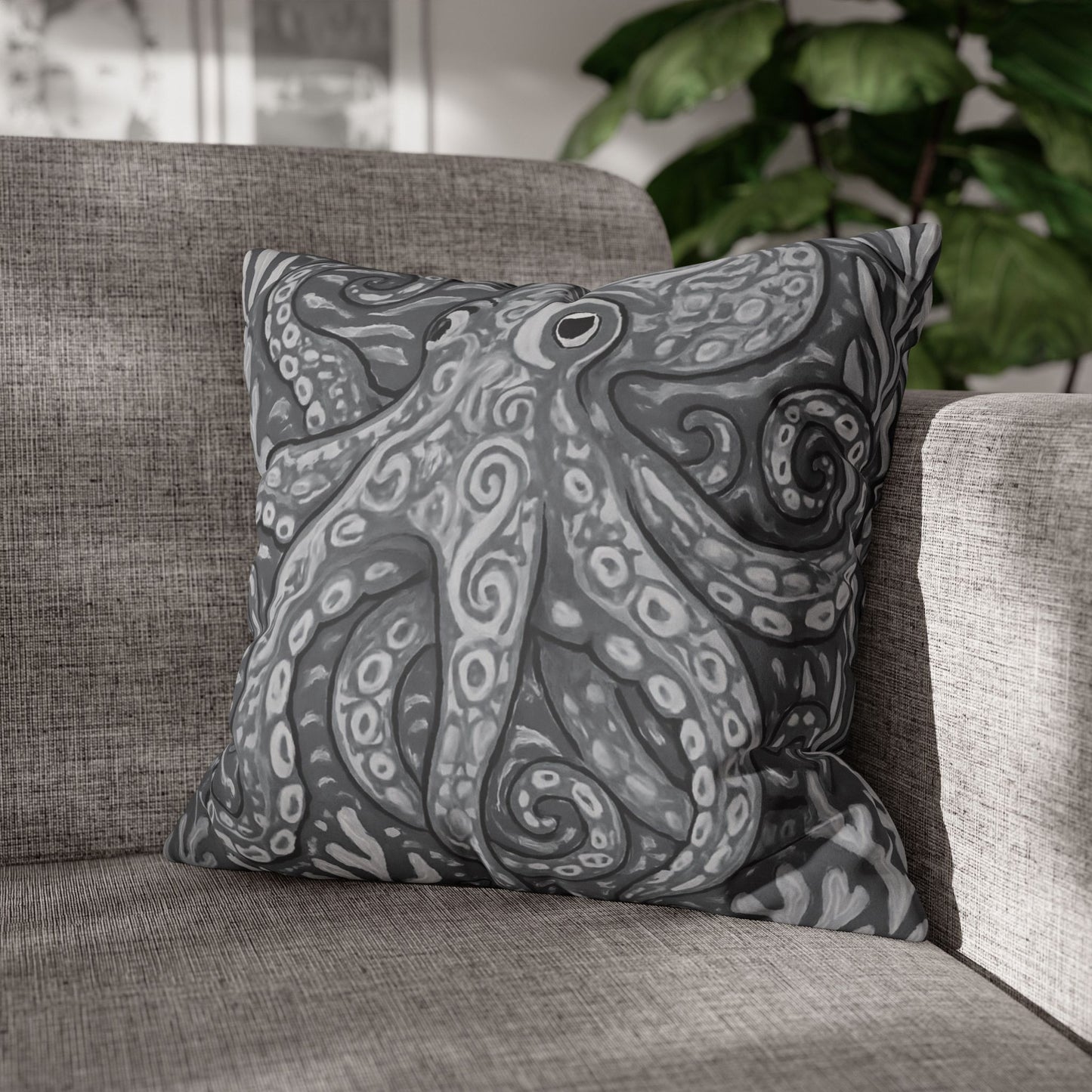 Faux Suede Square Pillowcase - Noir Kraken Joe