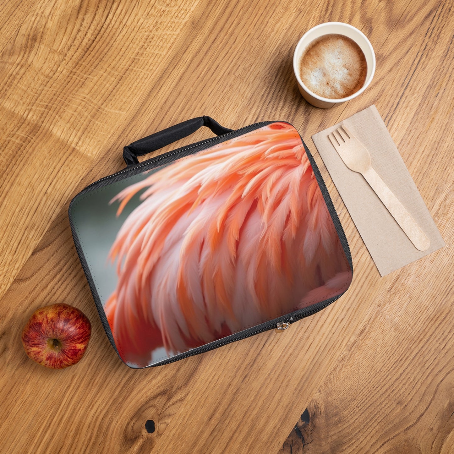 Flamingo Feathers Lunch Bag - Eco-Friendly Insulated Tote, Adult and Child Lunchbox / Perfect for Picnics, Beach Outings