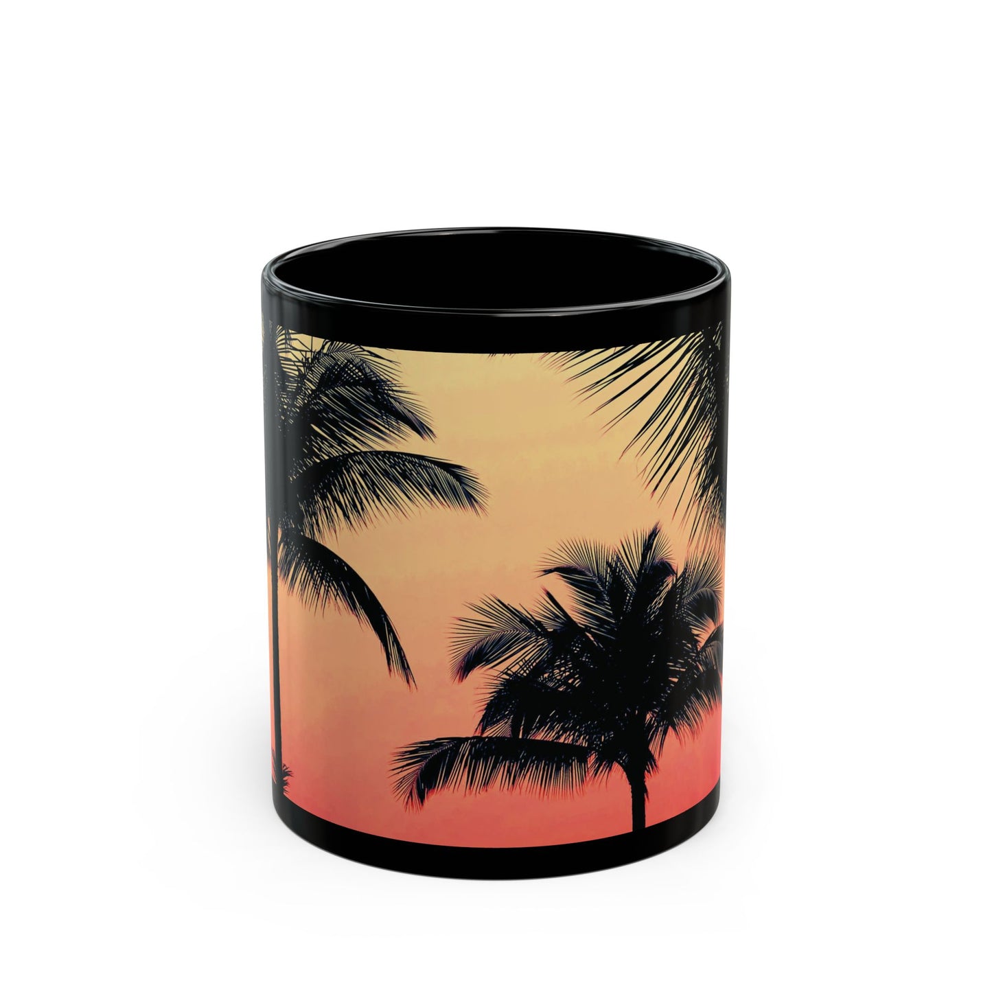 Black Coffee Mug - Palm Glow Orange