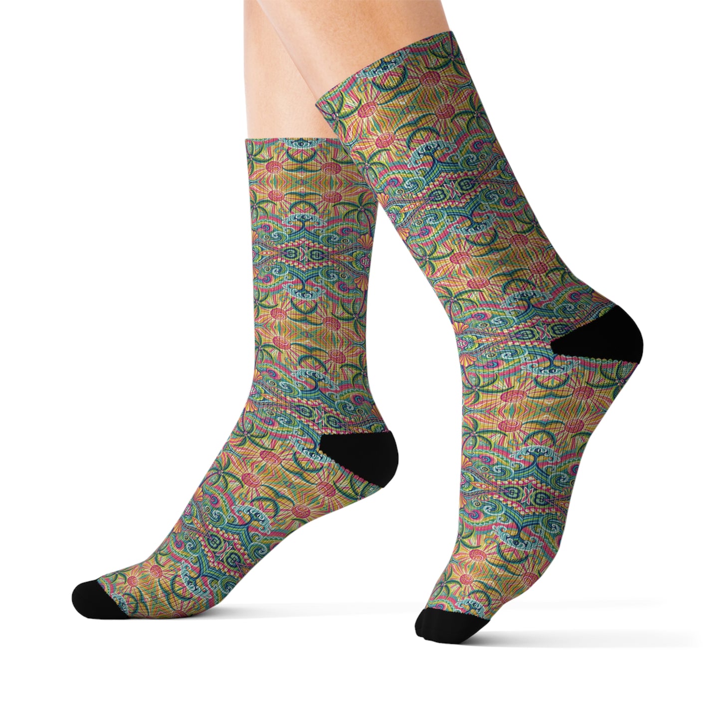Kaliedo Bay Sublimation Fleece-Lined Socks - Colorful Tropical Design