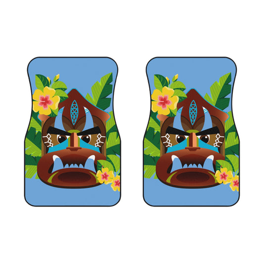 Tropical Tiki Boss MACRO Kimo Car Floor Mats - SET of 2, light blue