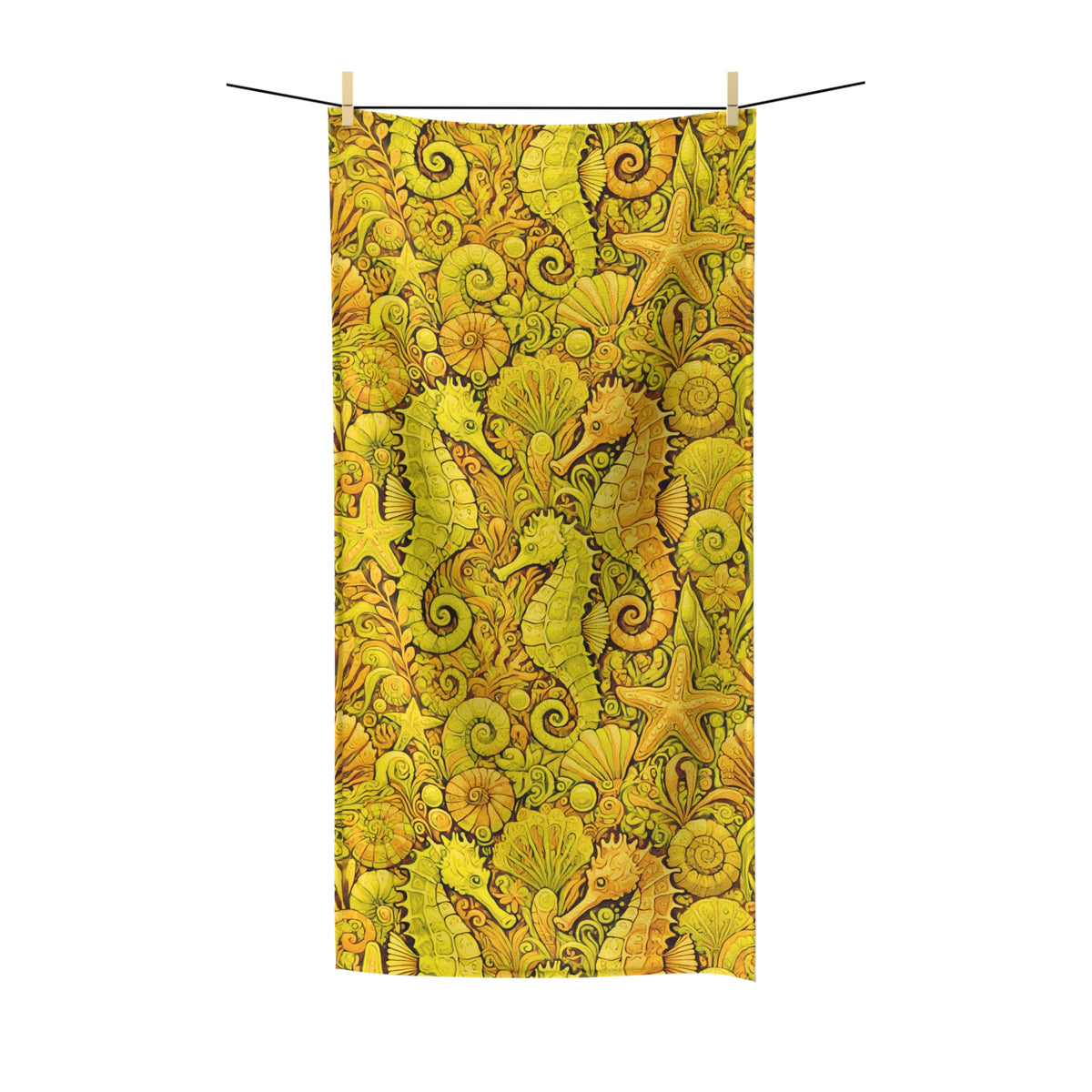Seahorse Trio/Yellow Polycotton Towel