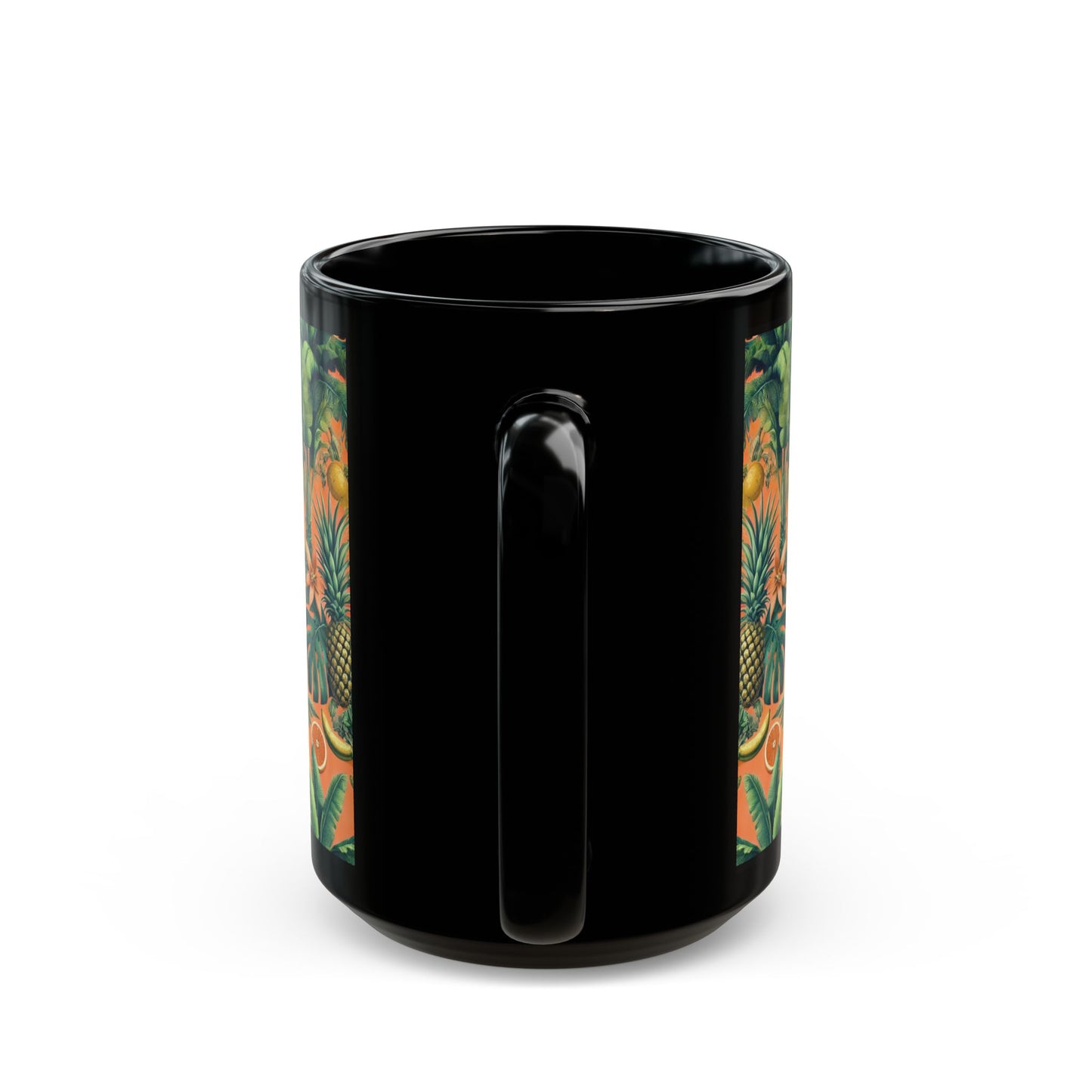 Black Coffee Mug - Tropical Fruit, Orange