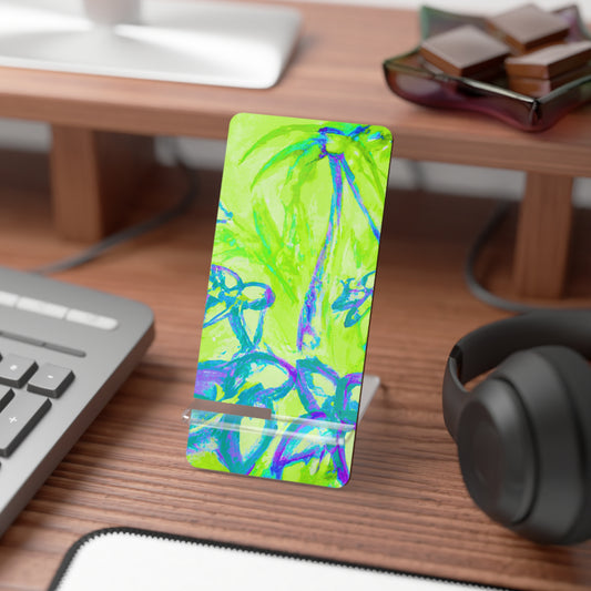 Stylish Smartphone Display Stand with Iconic Artwork - Tropical Doodles/Lime