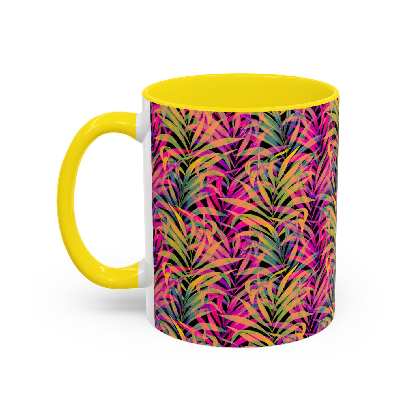 Accent Coffee Mug (11, 15oz), Rainbow Fronds / Various Colors