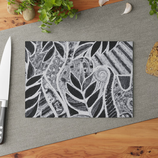 Glass Cutting Board, 2 sizes - Amazon Whimsy, Noir