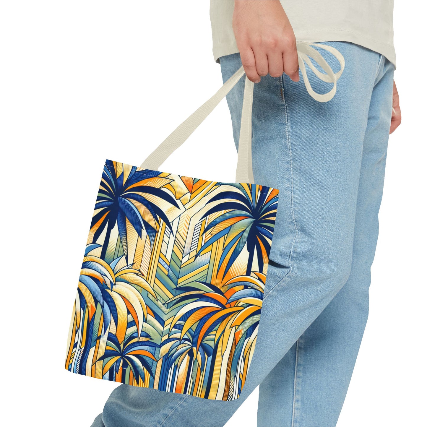 Stylized Palms Blue Tote Bag - 3 Sizes