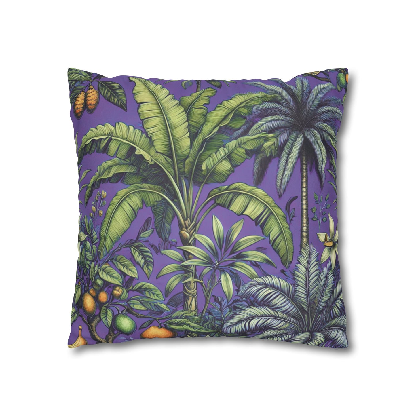 Faux Suede Square Pillowcase - Tropical Fruit, Purple