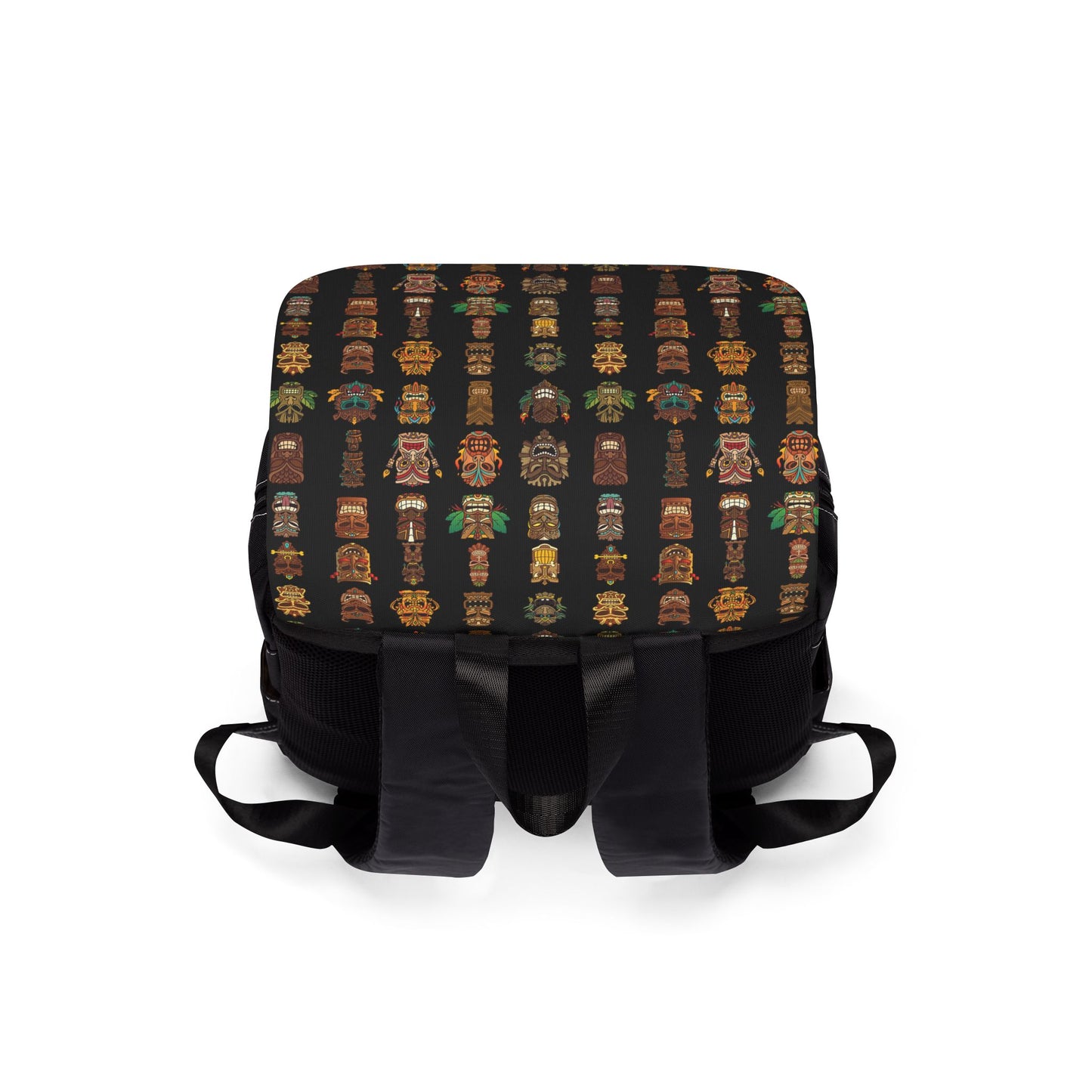Tropical Casual Backpack - Perfect for Everyday Adventures / Tiny Tiki Dudes, Black