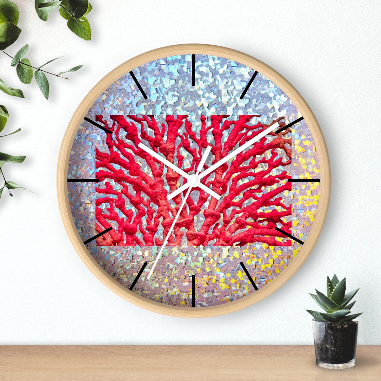 Wall Clock, Disco Red Coral, Hands/Base Variants