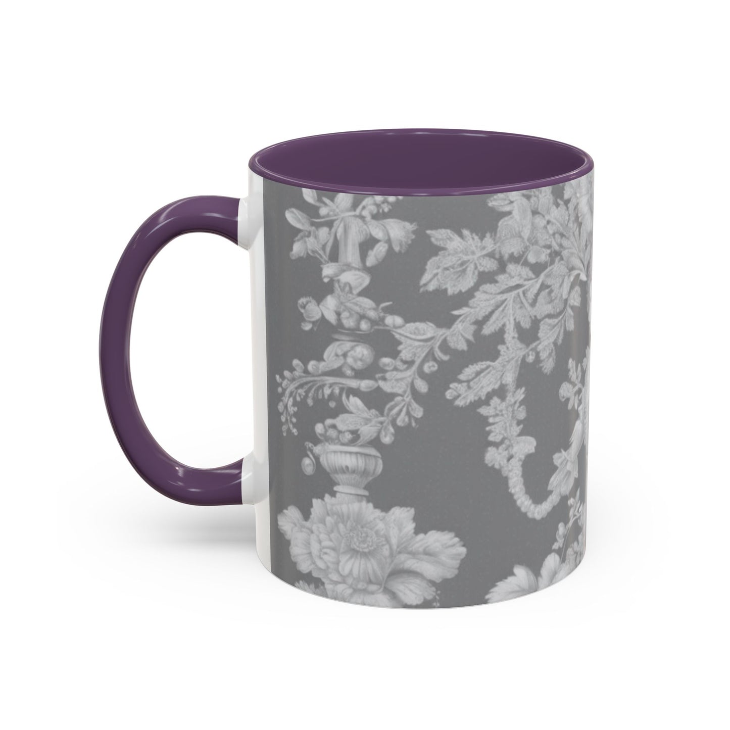 Accent Coffee Mug (11, 15oz), Pearl Lady Toile/Slate, Various Colors