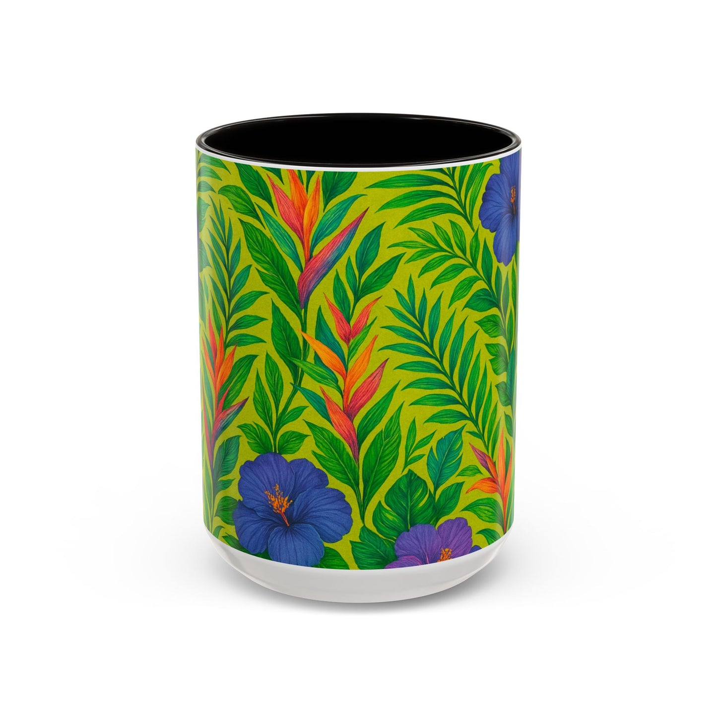 Vibrant Floral Coffee Mug - 11oz & 15oz / Midnight Flower Lime