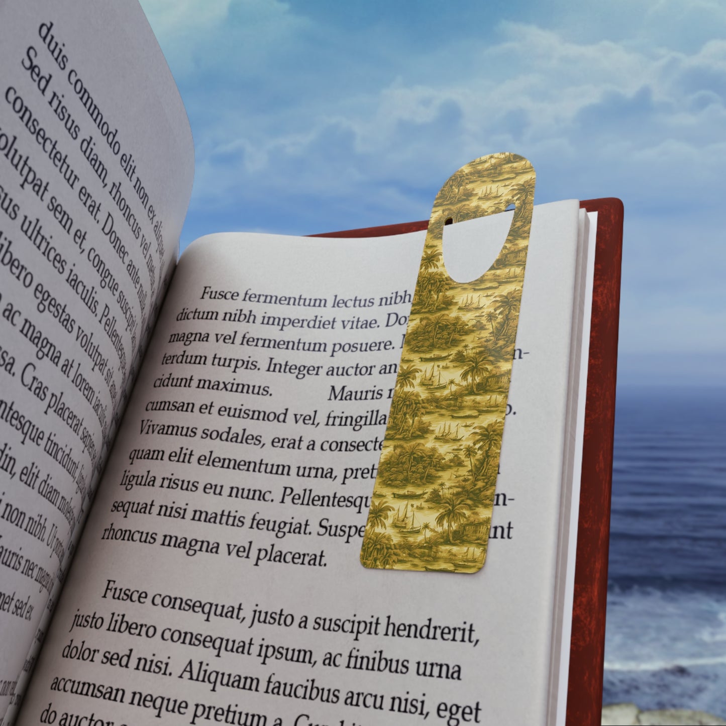 Bookmark - Aluminum, Tropical Toile, Gold Repeat