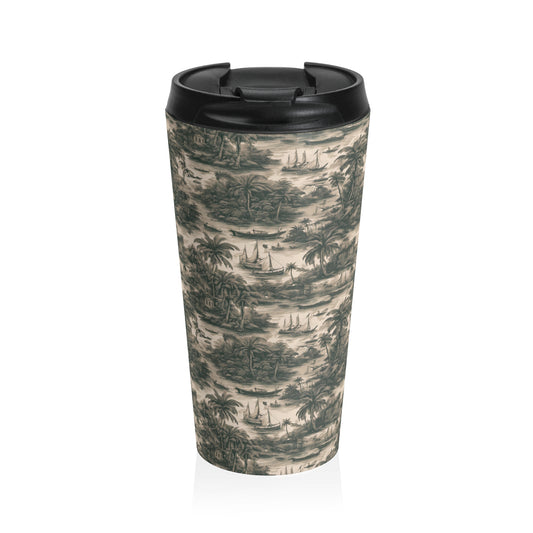 15 oz. Stainless Steel Travel Mug / Tropi Trip Toile Smoke