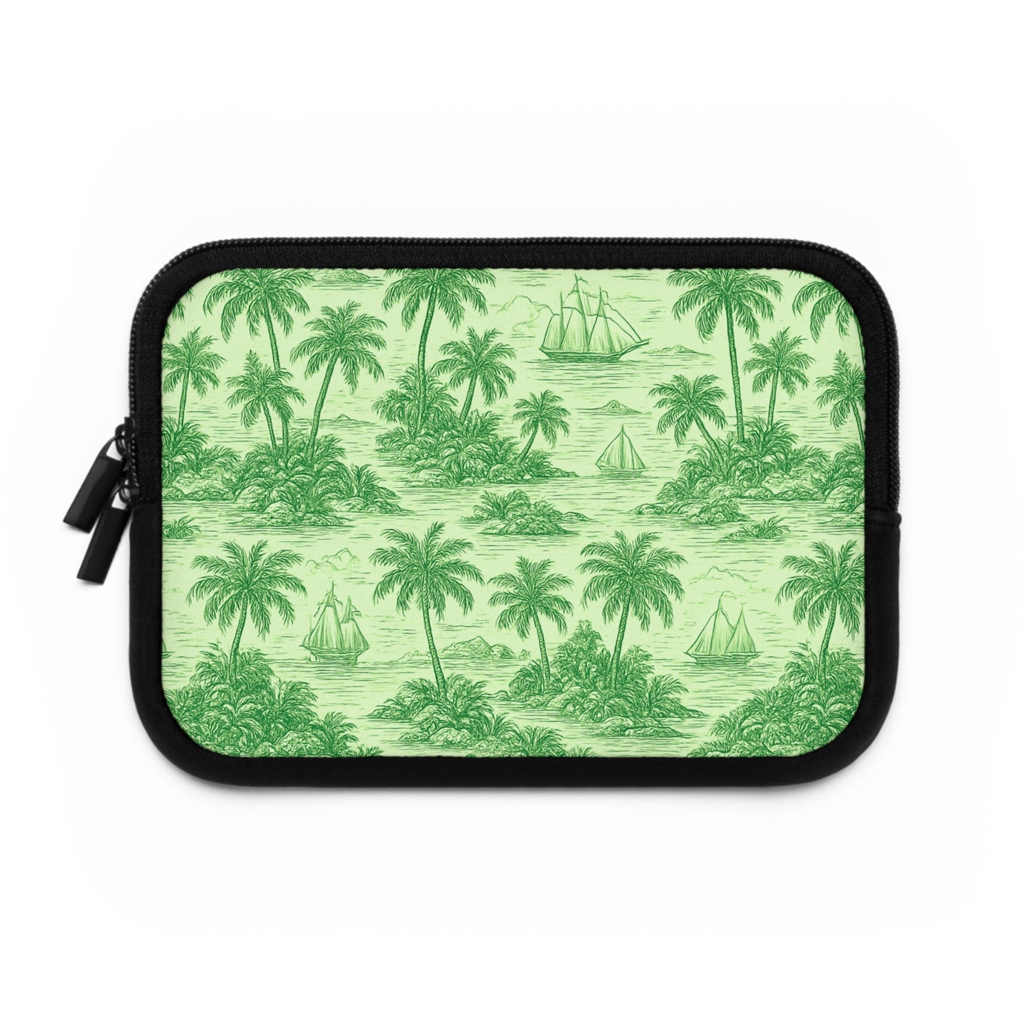 Tropical Laptop Sleeve, 5 Sizes - Perfect for Beach Lovers & Students / Faraway Toile, Green