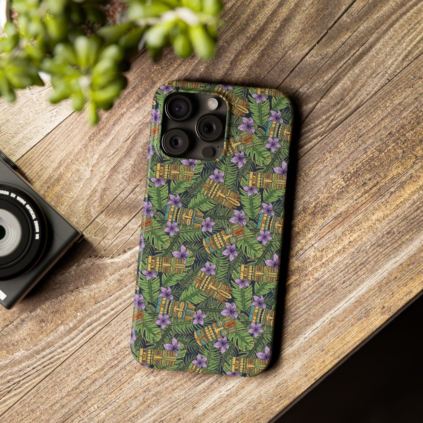 Slim Phone Cases - Tiki Purple Greenery