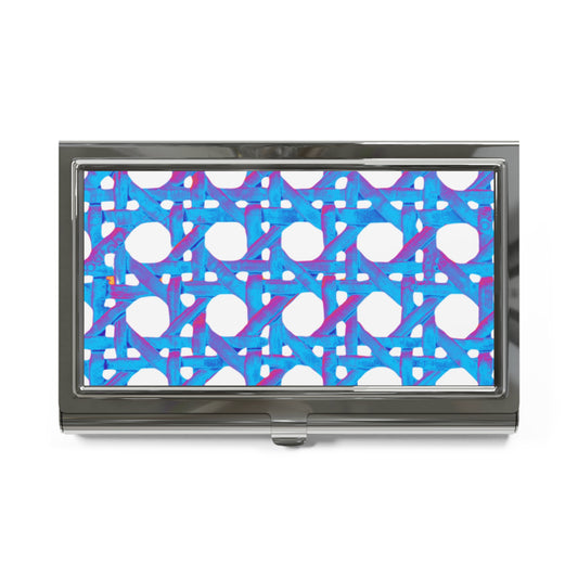 Business Card Holder/Case - Beach Chair Wicker, Turquoise Pop