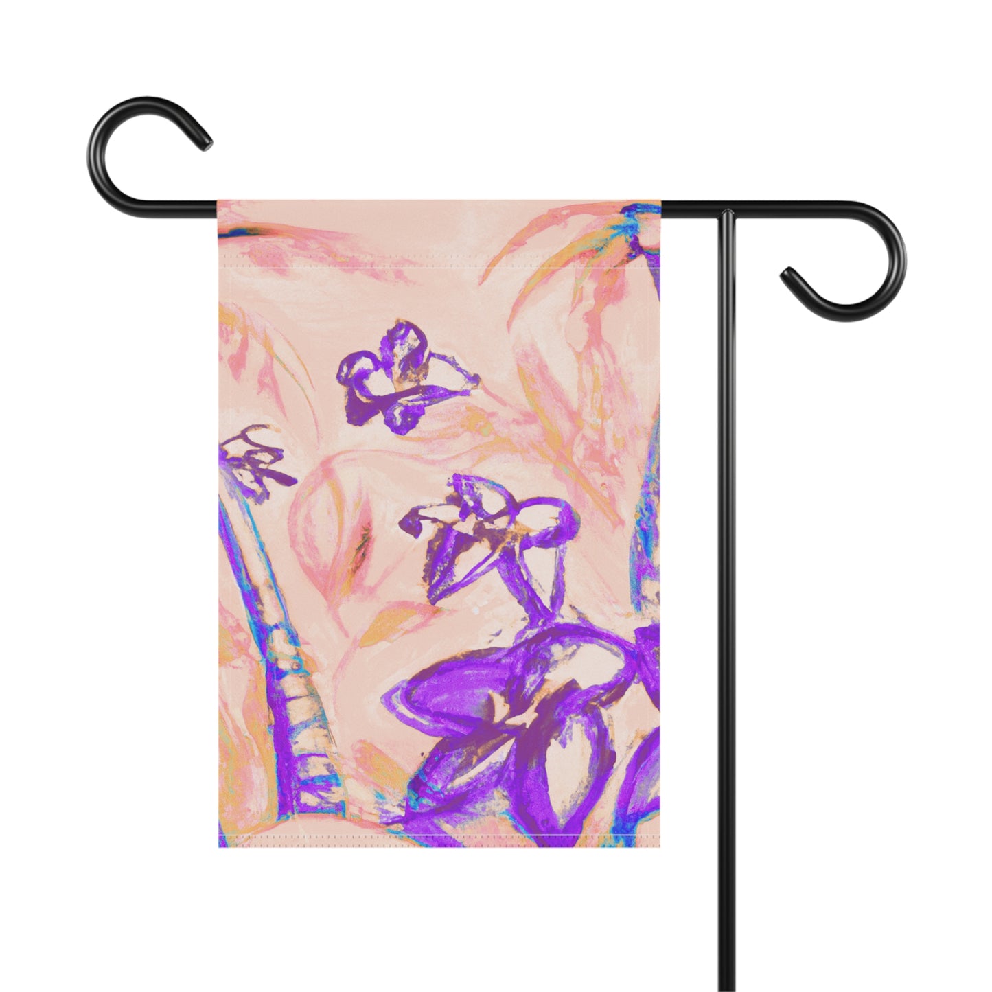Tropical Garden Flag  - Perfect for Outdoor Decor / Tropical Doodles, Peach