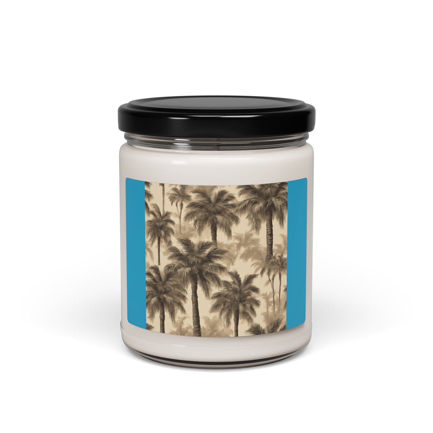 Scented Soy Candle, 9oz, Lisa's Fluffy Palms, turquoise