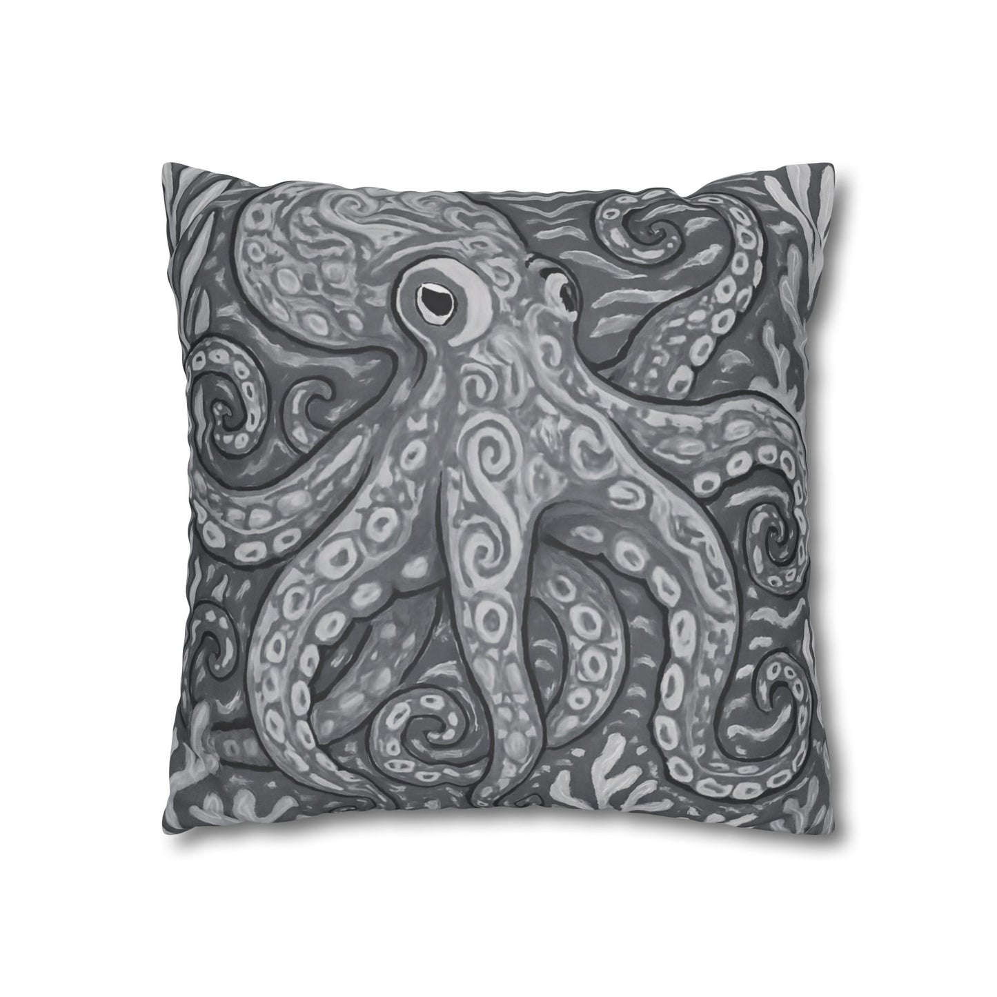 Faux Suede Square Pillowcase - Noir Kraken Joe