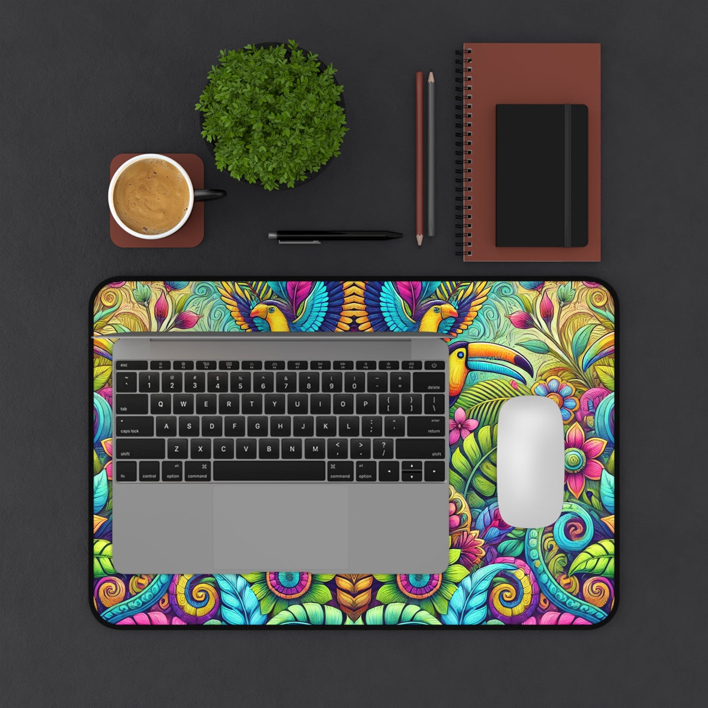 Tropical Mouse Pad/Desk Mat, 3 Sizes - Perfect for Home Office / Colorful Rainforest Parrots