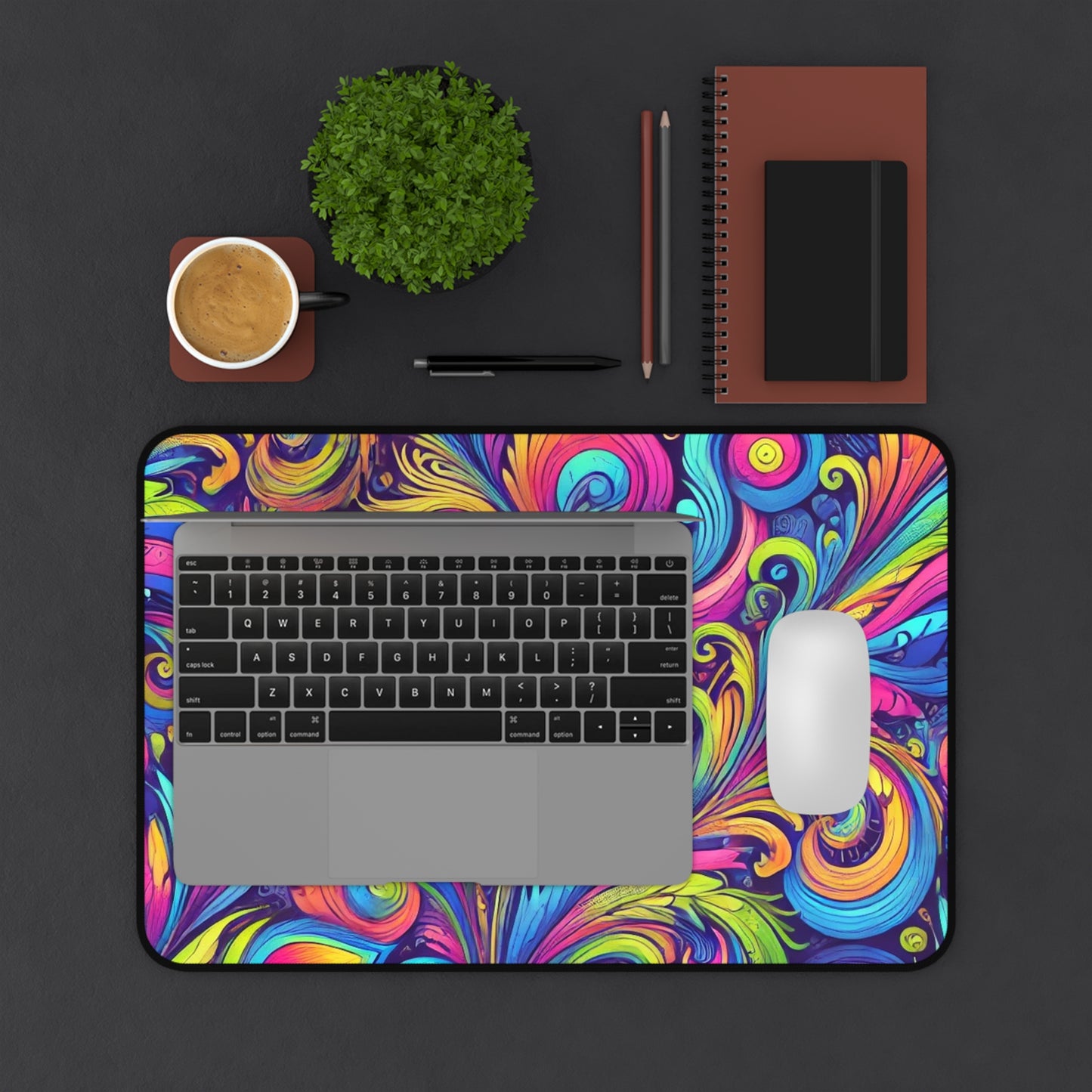 Tropical Mouse Pad/Desk Mat, 2 Sizes - Rainforest Design, Perfect for Home Office / Feather Currents Pop