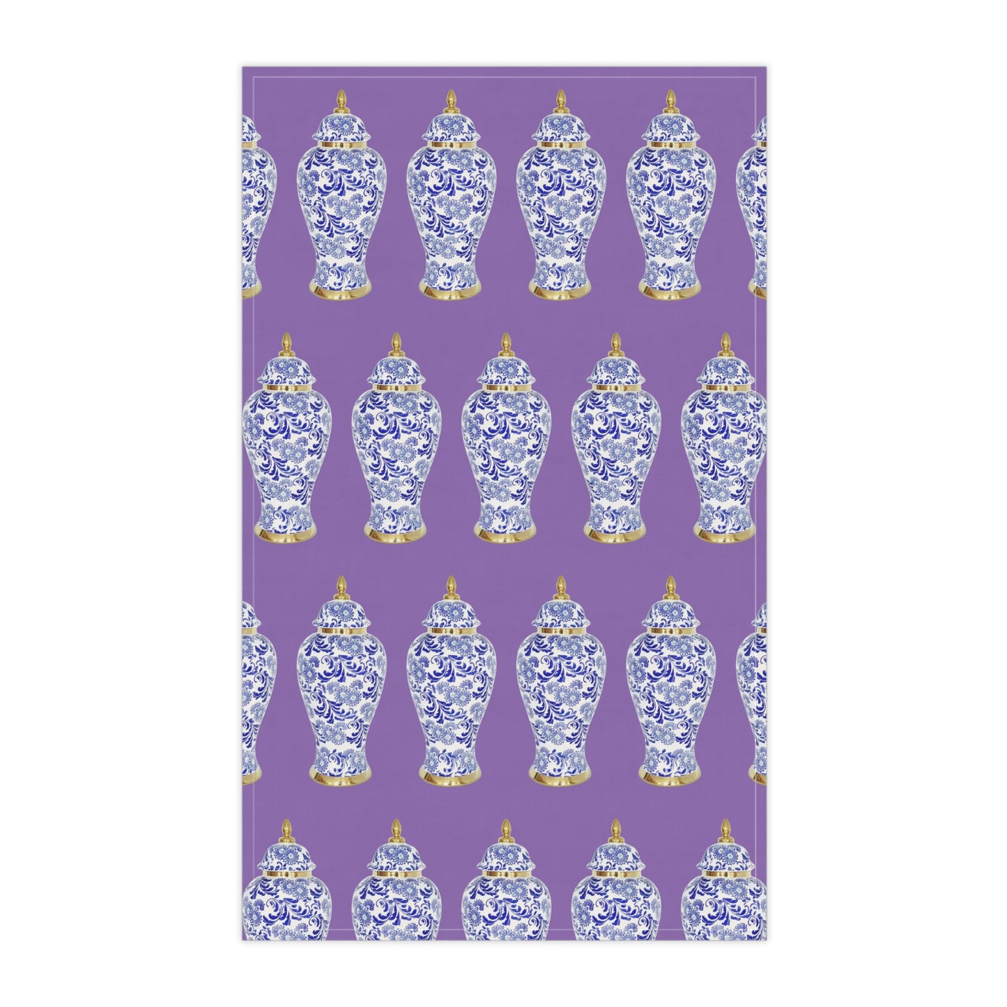 Copy of TeaTowels (cotton, poly), Blue and Gold Ginger Jar repeat light purple