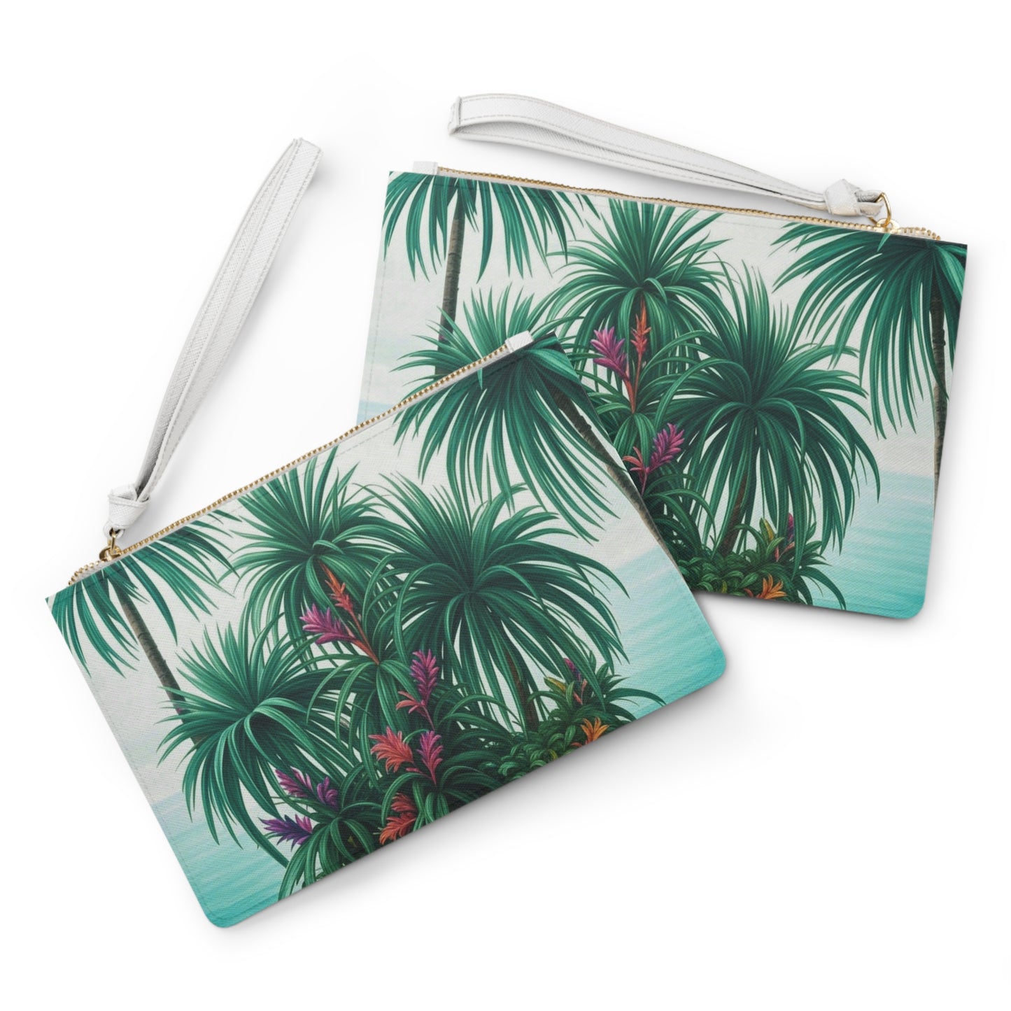 Tropical Faux Leather Clutch Bag - Perfect for Beach Adventures & Summer Vacations / Tiny Palm Island