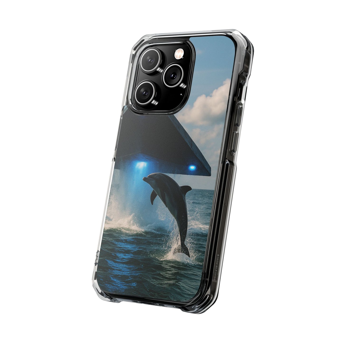 UFO and Dolphin Magnetic Clear Phone Case, Many Models
