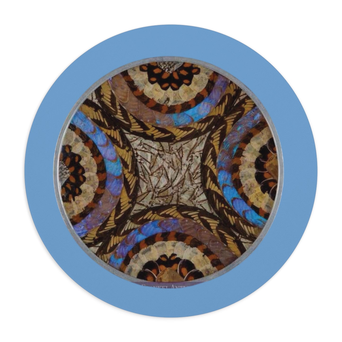 Tropical Mouse Pad, 2 Shapes - Beach Vibes for Home Office & Gamer / Real Butterfly Wing Art, Lt. Blue