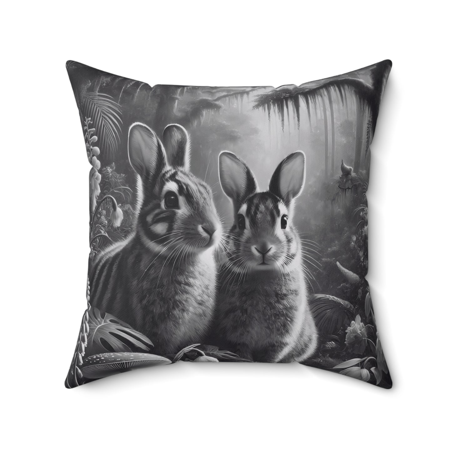Decorative Pillow - Accent Cushion, 4 Sizes /Tropical Sumatran Rabbits/Slate