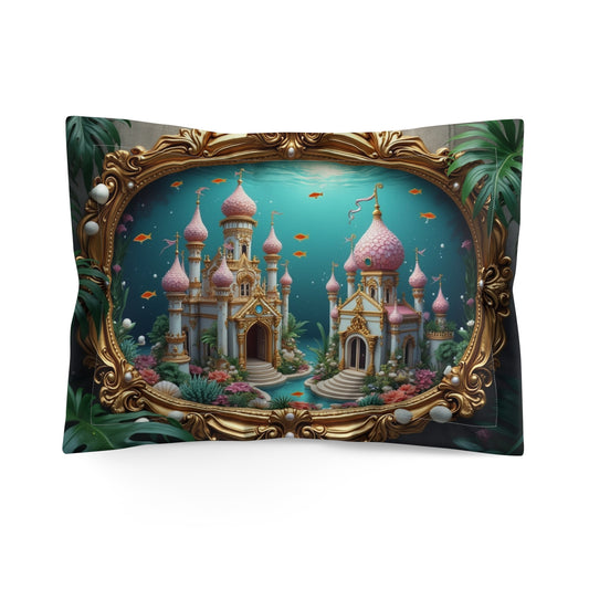 Microfiber Pillow Sham, 2 Sizes | Tropical Vibes for Relaxation / Mermaid Palace, Caribbean Sea