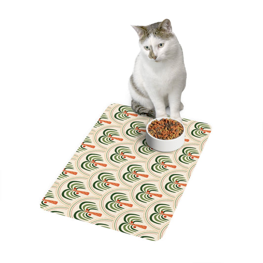 Pet Food Mat (12x18) - Stylized Mosaic Palms