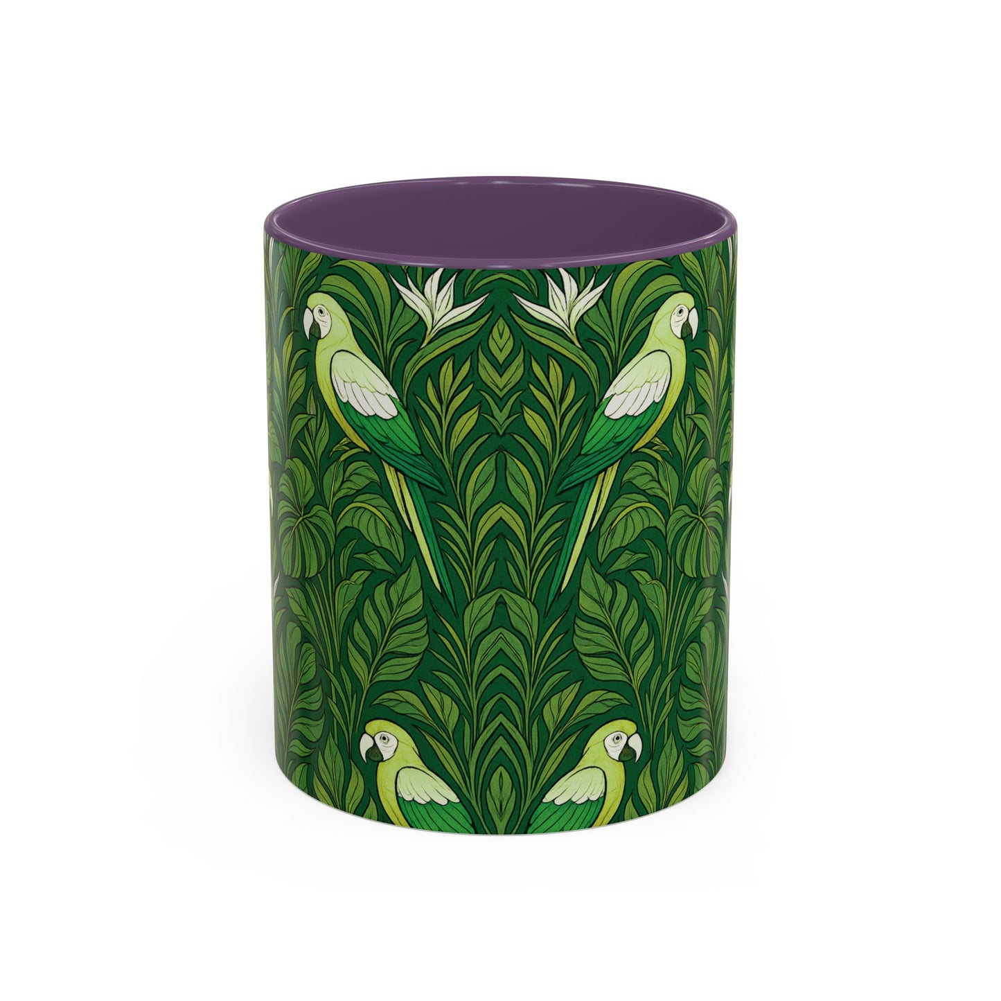 Accent Coffee Mug (11, 15oz), 8 Colors - Parrot Family, Lime