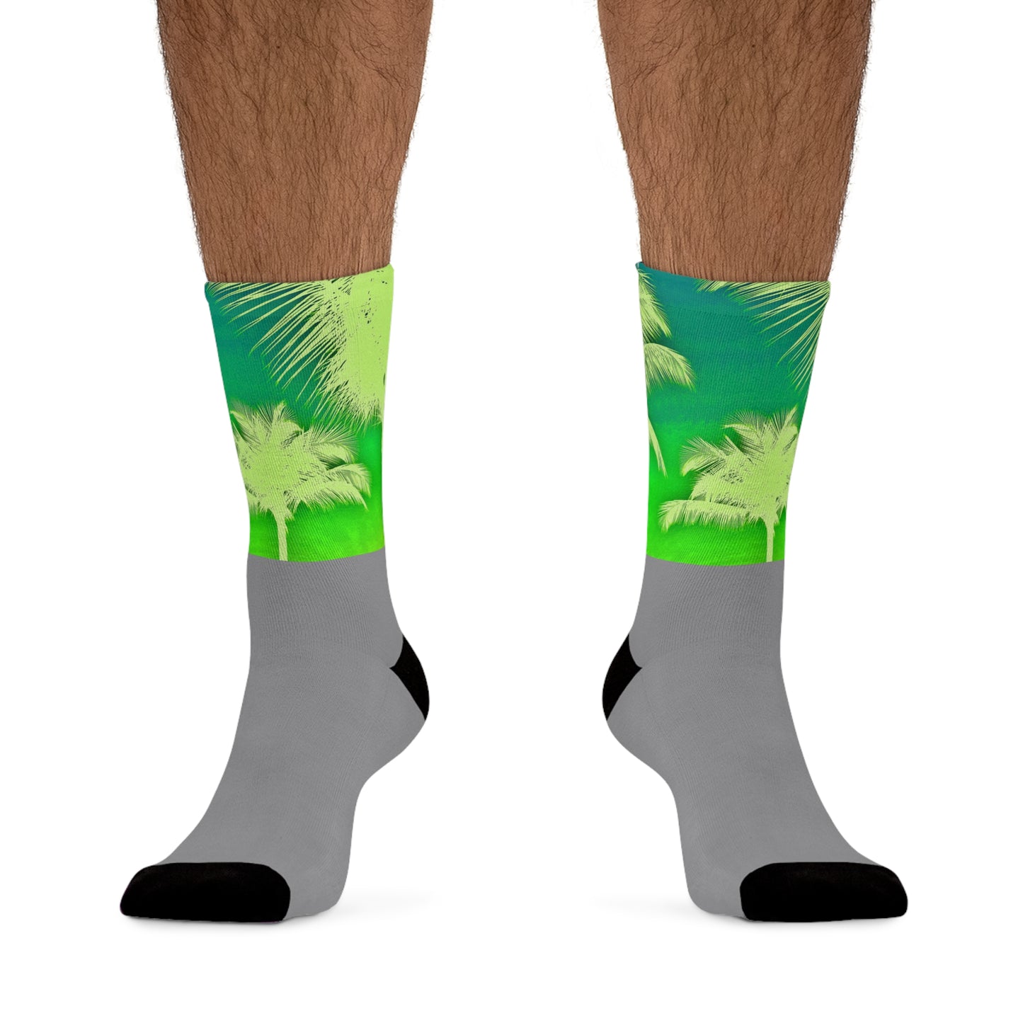 Recycled Poly Socks, Palm Glow Green/Grey