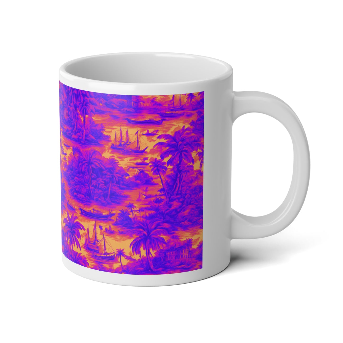 Jumbo Mug, 20oz, Crazy Cool Tropical Toile | Tropical Coffee Cup